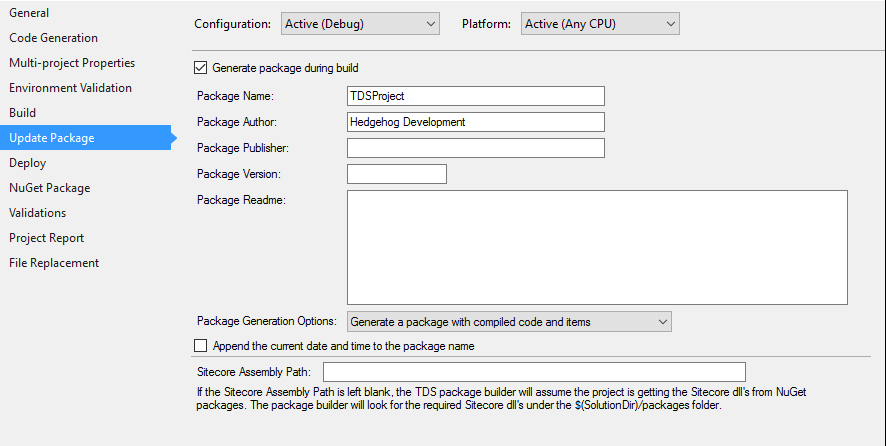 Configure TDS Classic to Create Packages